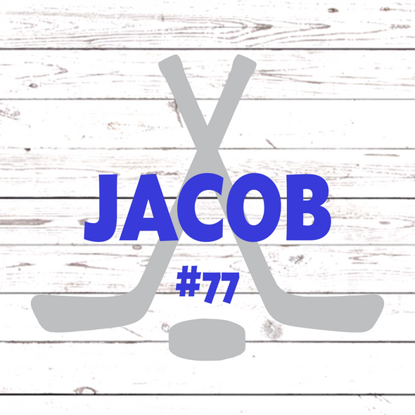 Hockey Wall Door Sign, Kid's Room Sign, Custom Wall Sign, "Jacob"