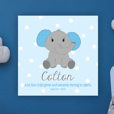 Cute Elephant Wall Door Sign, Kid's Room Sign, Custom Wall Sign, "Colton"