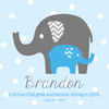 Cute Elephant Wall Door Sign, Kid's Room Sign, Custom Wall Sign, "Brandon"