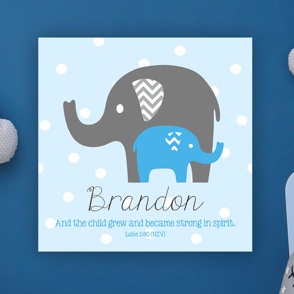 Cute Elephant Wall Door Sign, Kid's Room Sign, Custom Wall Sign, "Brandon"