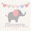 Cute Elephant Wall Door Sign, Kid's Room Sign, Custom Wall Sign, "Alexandria"