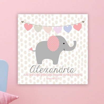 Cute Elephant Wall Door Sign, Kid's Room Sign, Custom Wall Sign, "Alexandria"