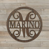 Split Monogram Walnut Sign, Custom Wall Sign, Personalized Monogram Sign "Marino"