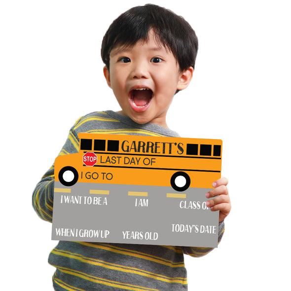 Bus Shaped First Day Of School Whiteboard Sign Reusable