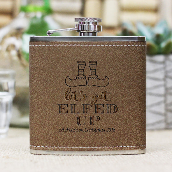 Personalized Flask - "Lets Get Elfed Up"