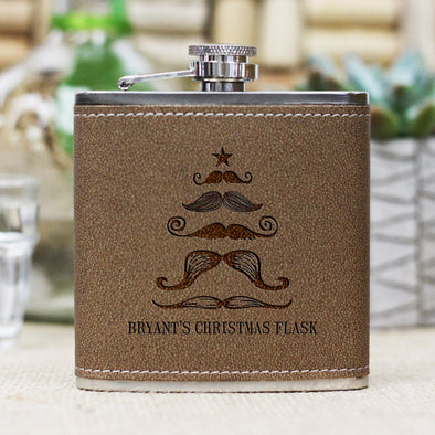 Personalized Flask - "Mustache Xmas Tree"