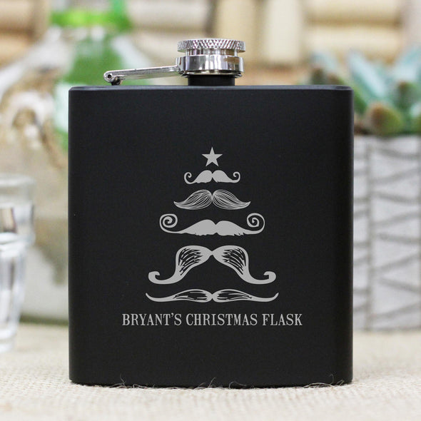 Personalized Flask - "Mustache Xmas Tree"