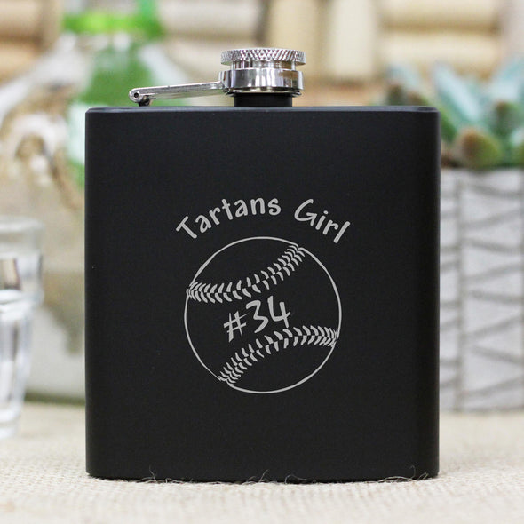 Personalized Flask - "Tartans Girl" Baseball