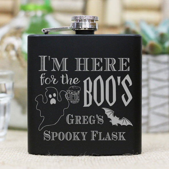 Personalized Flask - "Here for the BOOs"