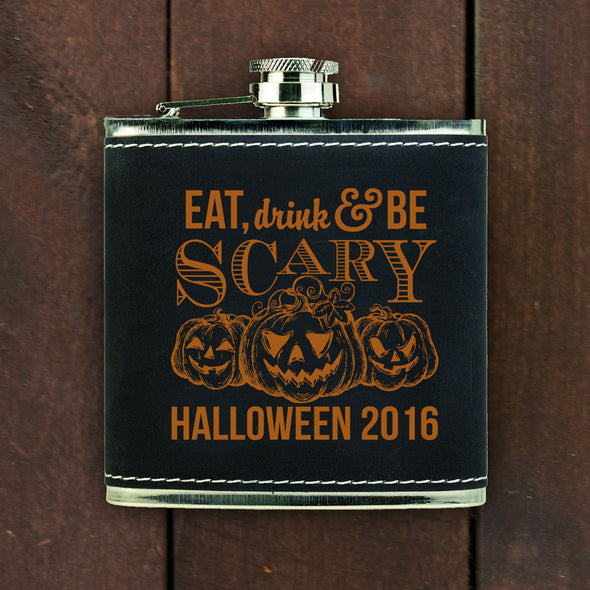 Personalized Flask - "Eat, Drink, Be Scary"