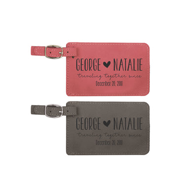 Wedding Luggage Tag Set, Traveling Together Since Luggage Tag Set "George & Natalie"