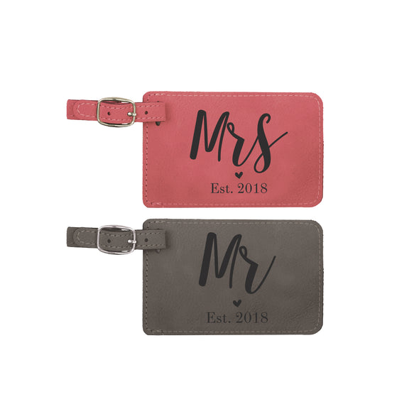 Wedding Luggage Tag Set, Mr & Mrs Luggage Tag Set