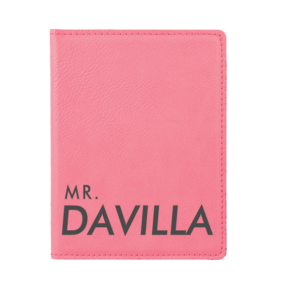 Engraved Passport Cover, Custom Passport Holder, "Mr. Davilla"