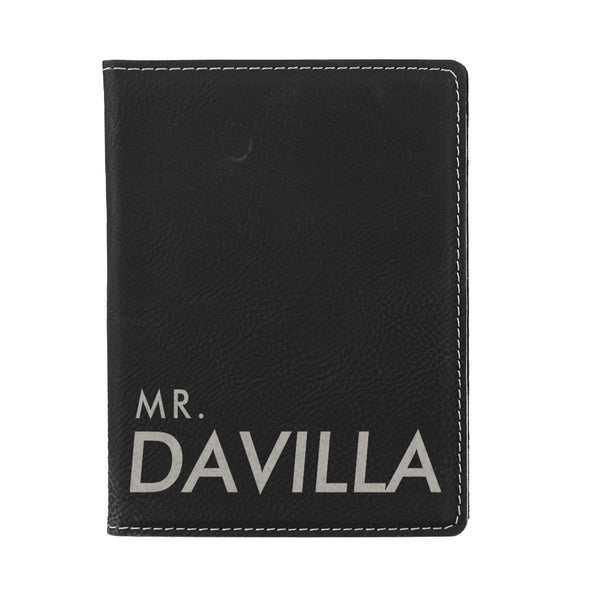 Engraved Passport Cover, Custom Passport Holder, "Mr. Davilla"