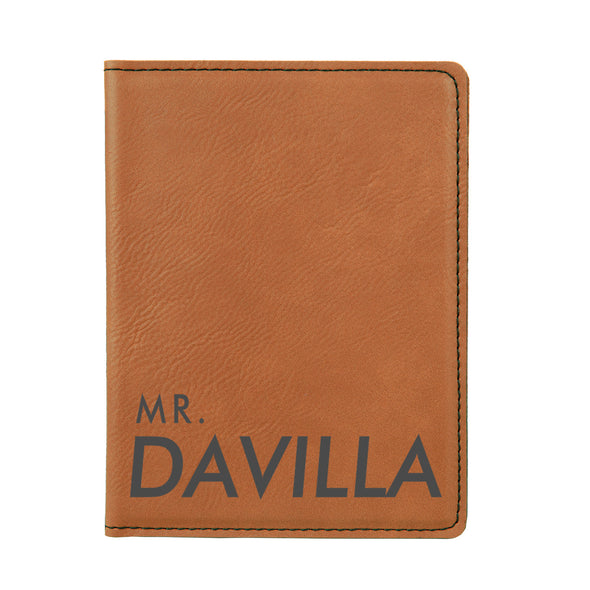 Engraved Passport Cover, Custom Passport Holder, "Mr. Davilla"