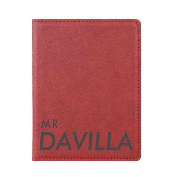 Engraved Passport Cover, Custom Passport Holder, "Mr. Davilla"