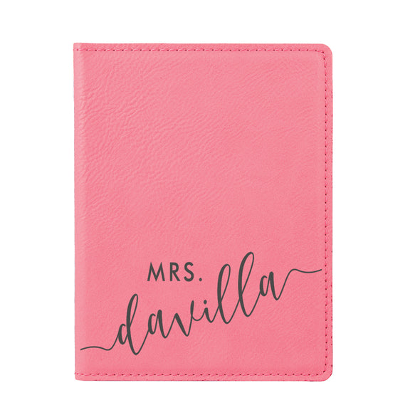 Engraved Passport Cover, Custom Passport Holder, "Mrs. Davilla"