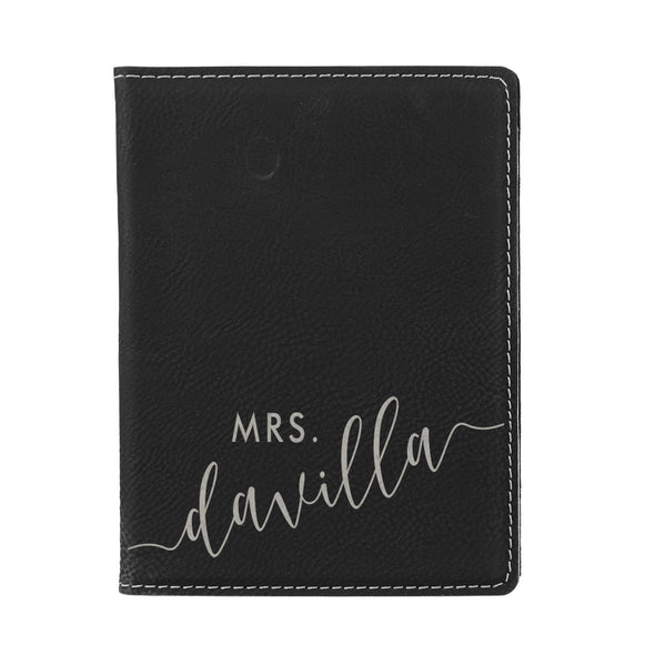 Engraved Passport Cover, Custom Passport Holder, "Mrs. Davilla"