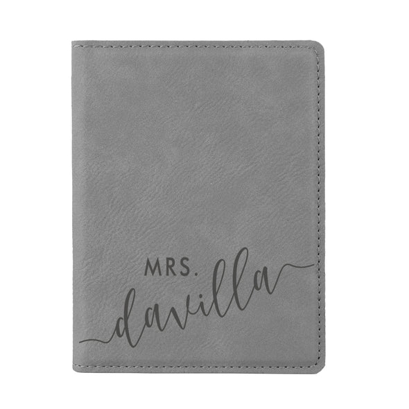 Engraved Passport Cover, Custom Passport Holder, "Mrs. Davilla"