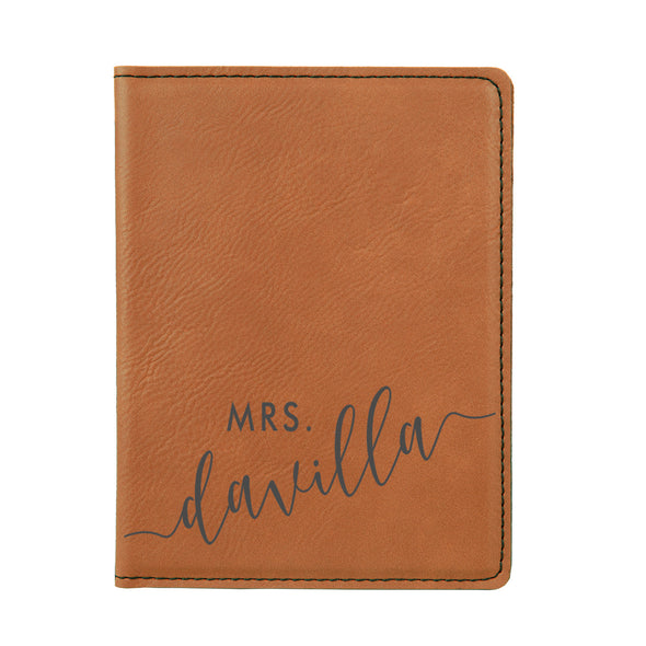 Engraved Passport Cover, Custom Passport Holder, "Mrs. Davilla"