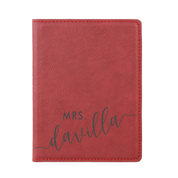 Engraved Passport Cover, Custom Passport Holder, "Mrs. Davilla"