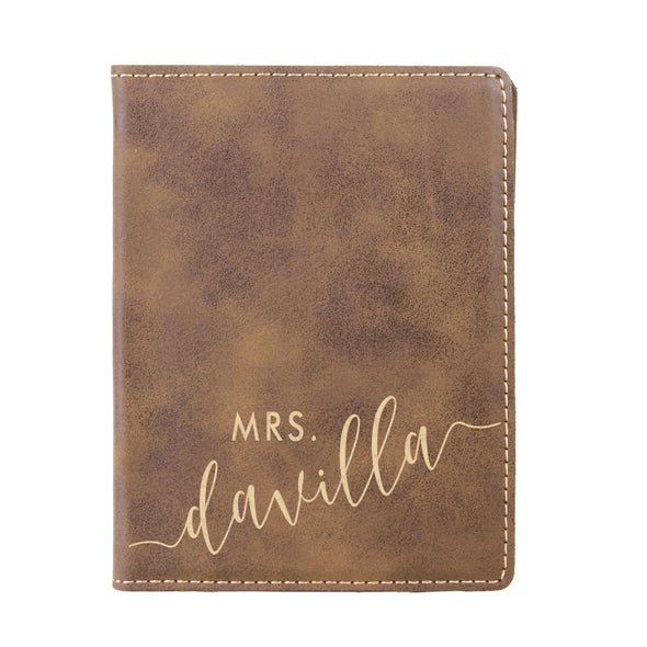 Engraved Passport Cover, Custom Passport Holder, "Mrs. Davilla"