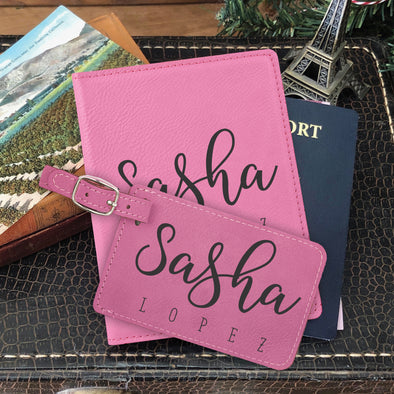 Passport Cover & Luggage Tag Set, Personalized Graduation Gift "Sasha Lopez"