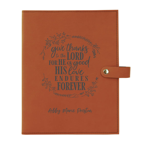 Personalized Bible Cover, Give Thanks to the Lord, Snap Cover, Custom Bible Cover, Customized Bible Cover, Engraved Bible Cover, Inspirational Bible Cover, Scripture Bible Cover