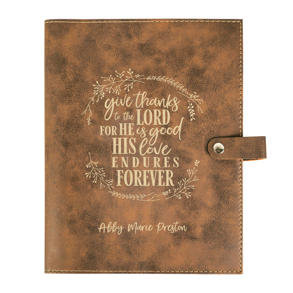 Personalized Bible Cover, Give Thanks to the Lord, Snap Cover, Custom Bible Cover, Customized Bible Cover, Engraved Bible Cover, Inspirational Bible Cover, Scripture Bible Cover