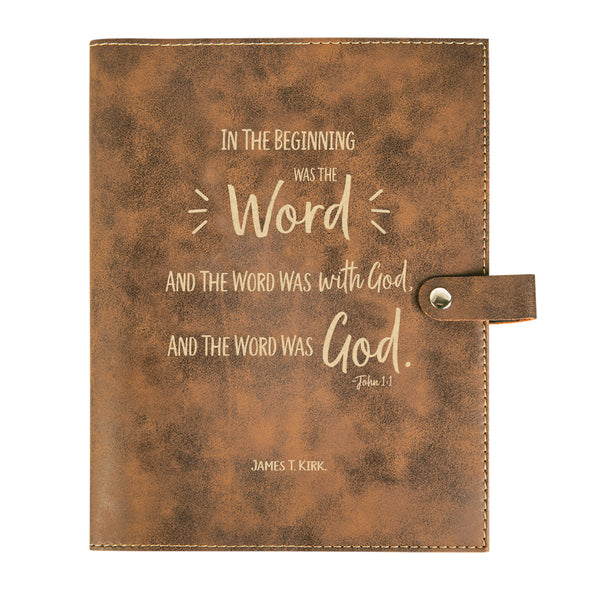 Personalized Bible Cover, John 1:1, In the Beginning, Word of God, Snap Cover, Custom Bible Cover, Customized Bible Cover, Engraved Bible Cover, Inspirational Bible Cover, Scripture Bible Cover