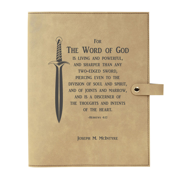 Personalized Bible Cover, Hebrews 4:12, Two-edged Sword, Word of God, Snap Cover, Custom Bible Cover, Customized Bible Cover, Engraved Bible Cover, Inspirational Bible Cover, Scripture Bible Cover