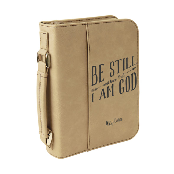 Personalized Bible Case, Be Still and Know that I Am God, Zip Cover, Custom Bible Cover,  Customized Bible Cover, Engraved Bible Cover, Bible Case, Inspirational Bible Cover, Scripture Bible Case