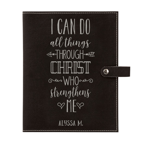 Personalized Bible Cover, Philippians 4:13, I Can Do All Things, Snap Cover, Custom Bible Cover, Customized Bible Cover, Engraved Bible Cover, Inspirational Bible Cover