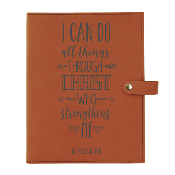 Personalized Bible Cover, Philippians 4:13, I Can Do All Things, Snap Cover, Custom Bible Cover, Customized Bible Cover, Engraved Bible Cover, Inspirational Bible Cover