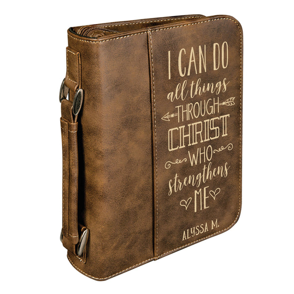 Personalized Bible Case, I Can Do All Things, Zip Cover, Custom Bible Cover,  Customized Bible Cover, Engraved Bible Cover, Bible Case, Inspirational Bible Cover, Scripture Bible Case