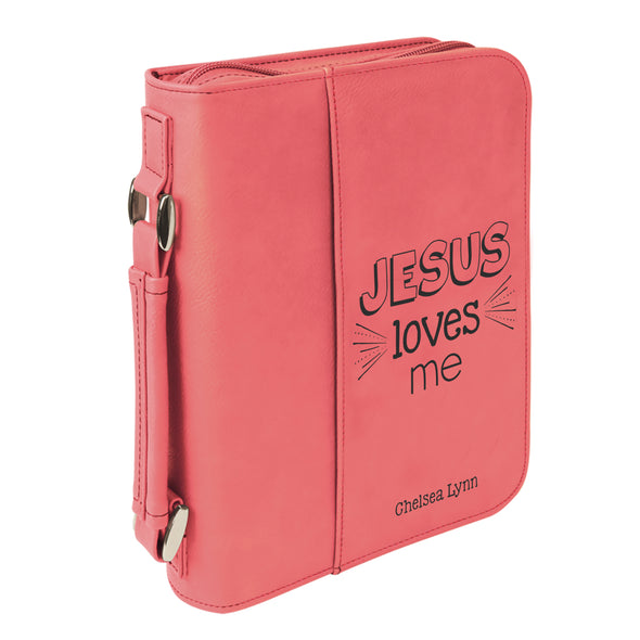 Personalized Bible Case, Jesus Loves Me, Kids' Bible Case, Zip Cover, Custom Bible Cover,  Customized Bible Cover, Engraved Bible Cover, Bible Case, Inspirational Bible Cover, Scripture Bible Case