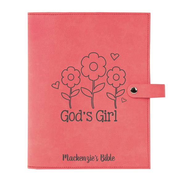 Personalized God's Girl Bible Cover, Kid's Bible,  Snap Cover, Custom Bible Cover, Customized Bible Cover, Engraved Bible Cover, Inspirational Bible Cover