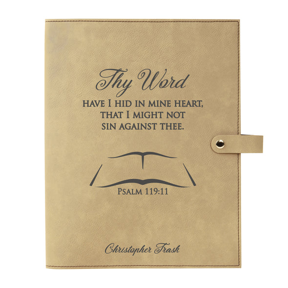 Personalized Bible Cover, Psalm 119:11, Thy Word, Snap Cover, Custom Bible Cover, Customized Bible Cover, Engraved Bible Cover, Inspirational Bible Cover