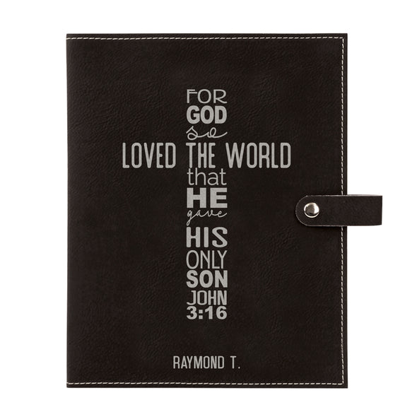 Personalized Bible Cover, John 3:16, For God So Loved the World, Snap Cover, Custom Bible Cover, Customized Bible Cover, Engraved Bible Cover, Inspirational Bible Cover