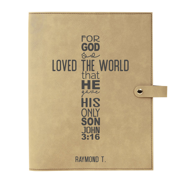 Personalized Bible Cover, John 3:16, For God So Loved the World, Snap Cover, Custom Bible Cover, Customized Bible Cover, Engraved Bible Cover, Inspirational Bible Cover