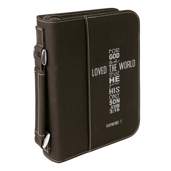 Personalized Bible Case, John 3:16 Cross, For God So Loved the World, Zip Cover, Custom Bible Cover, Customized Bible Cover, Engraved Bible Cover, Bible Case, Inspirational Bible Cover, Scripture Bible Case