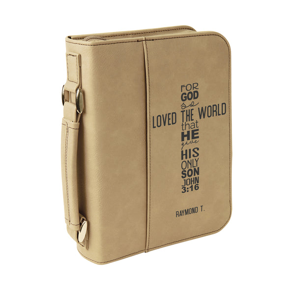 Personalized Bible Case, John 3:16 Cross, For God So Loved the World, Zip Cover, Custom Bible Cover, Customized Bible Cover, Engraved Bible Cover, Bible Case, Inspirational Bible Cover, Scripture Bible Case