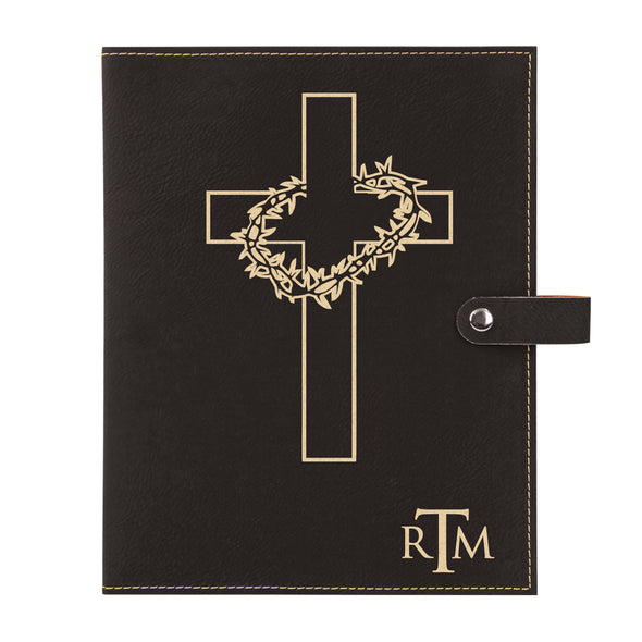 Personalized Bible Cover, Crown of Thorns, Cross, Monogram, Snap Cover, Custom Bible Cover, Customized Bible Cover, Engraved Bible Cover, Inspirational Bible Cover