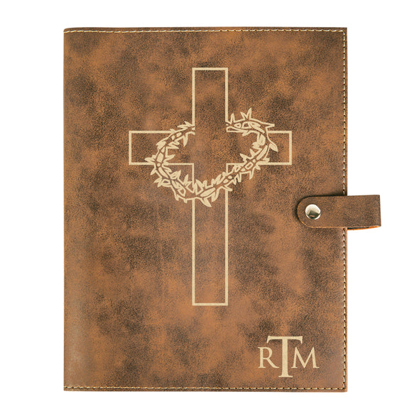 Personalized Bible Cover, Crown of Thorns, Cross, Monogram, Snap Cover, Custom Bible Cover, Customized Bible Cover, Engraved Bible Cover, Inspirational Bible Cover