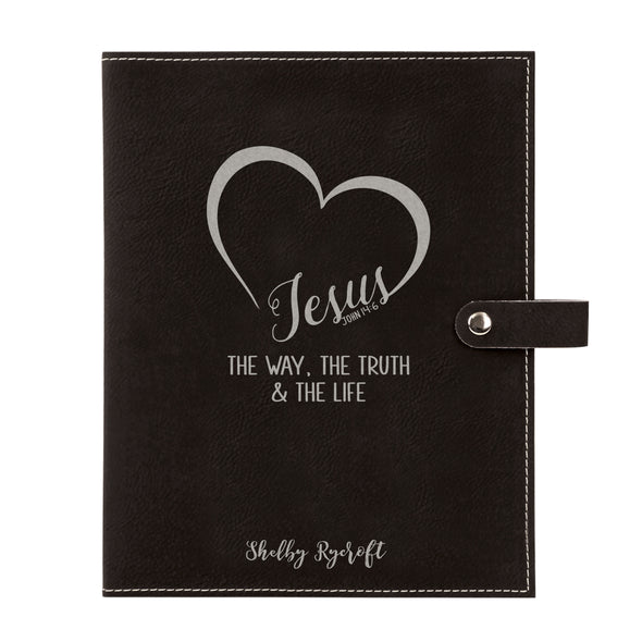 Personalized Bible Cover, Jesus, John 14:6, The Way, The Truth, The Life, Snap Cover, Custom Bible Cover, Customized Bible Cover, Engraved Bible Cover, Inspirational Bible Cover