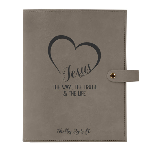 Personalized Bible Cover, Jesus, John 14:6, The Way, The Truth, The Life, Snap Cover, Custom Bible Cover, Customized Bible Cover, Engraved Bible Cover, Inspirational Bible Cover