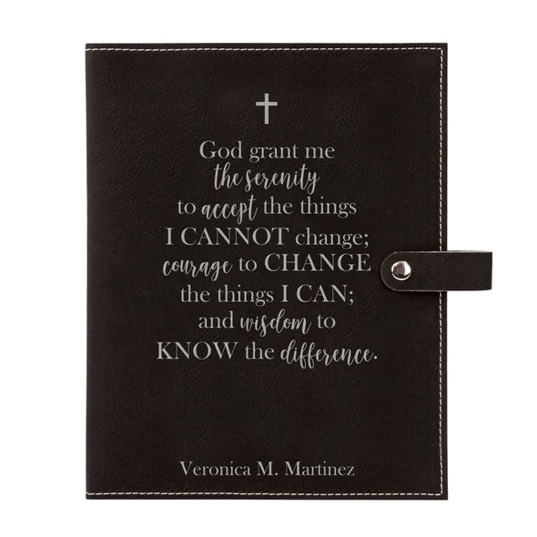 Personalized Bible Cover, Serenity Prayer, Snap Cover, Custom Bible Cover, Customized Bible Cover, Engraved Bible Cover, Inspirational Bible Cover