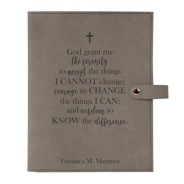 Personalized Bible Cover, Serenity Prayer, Snap Cover, Custom Bible Cover, Customized Bible Cover, Engraved Bible Cover, Inspirational Bible Cover