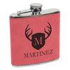 Martinez Deer Antler Flask, Shield & Antler Flask, Last Name Custom Flask, Personalized Flask