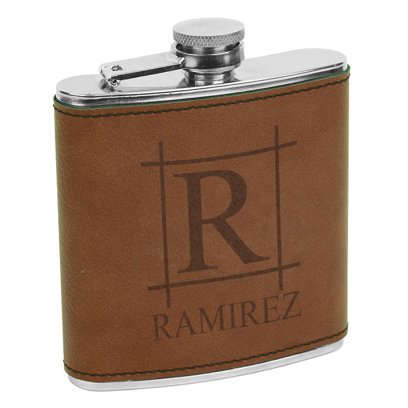 Big Initial & Name Flask, Custom Engraved Flask with Name, Custom Flask, Personalized Flask